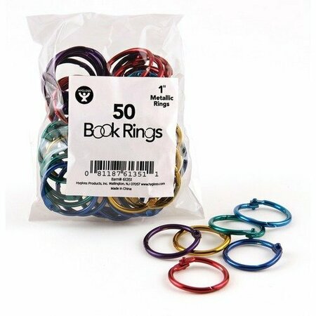 HYGLOSS PRODUCTS RINGS, BOOK, COLOR, 1in, 50, AST HYX61351